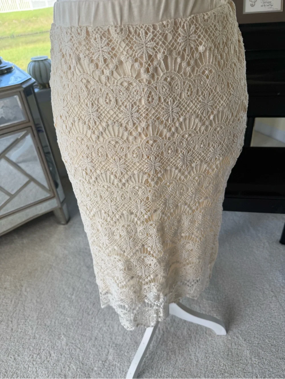 Adiva cream cotton lace scalloped hem skirt coquette elegant feminine womens